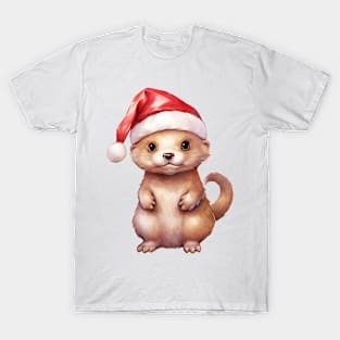 Mink in Santa Hat T-Shirt